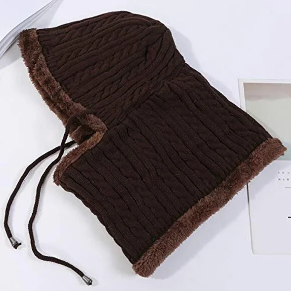 Winter Fleece Lined Knit Balaclava Beanie Hat Pompom Ski Snow Warm - Picture 3 of 7